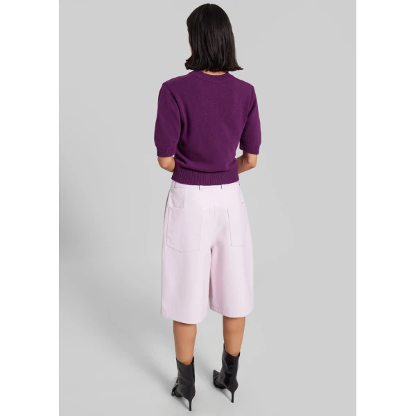 The Frankie Shop Zoersel Knit Top - Purple - Oversized Minimalist Knitwear in Purple - Shop at Luxury Shoes 