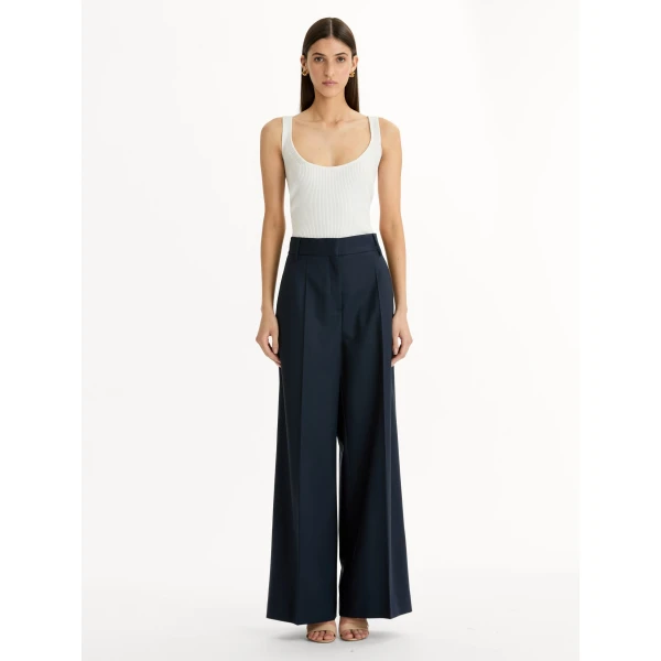 Oscar de la Renta Wide-Leg Wool-Blend Pant - Pants - American Luxury Evening Wear at Luxury Shoes 