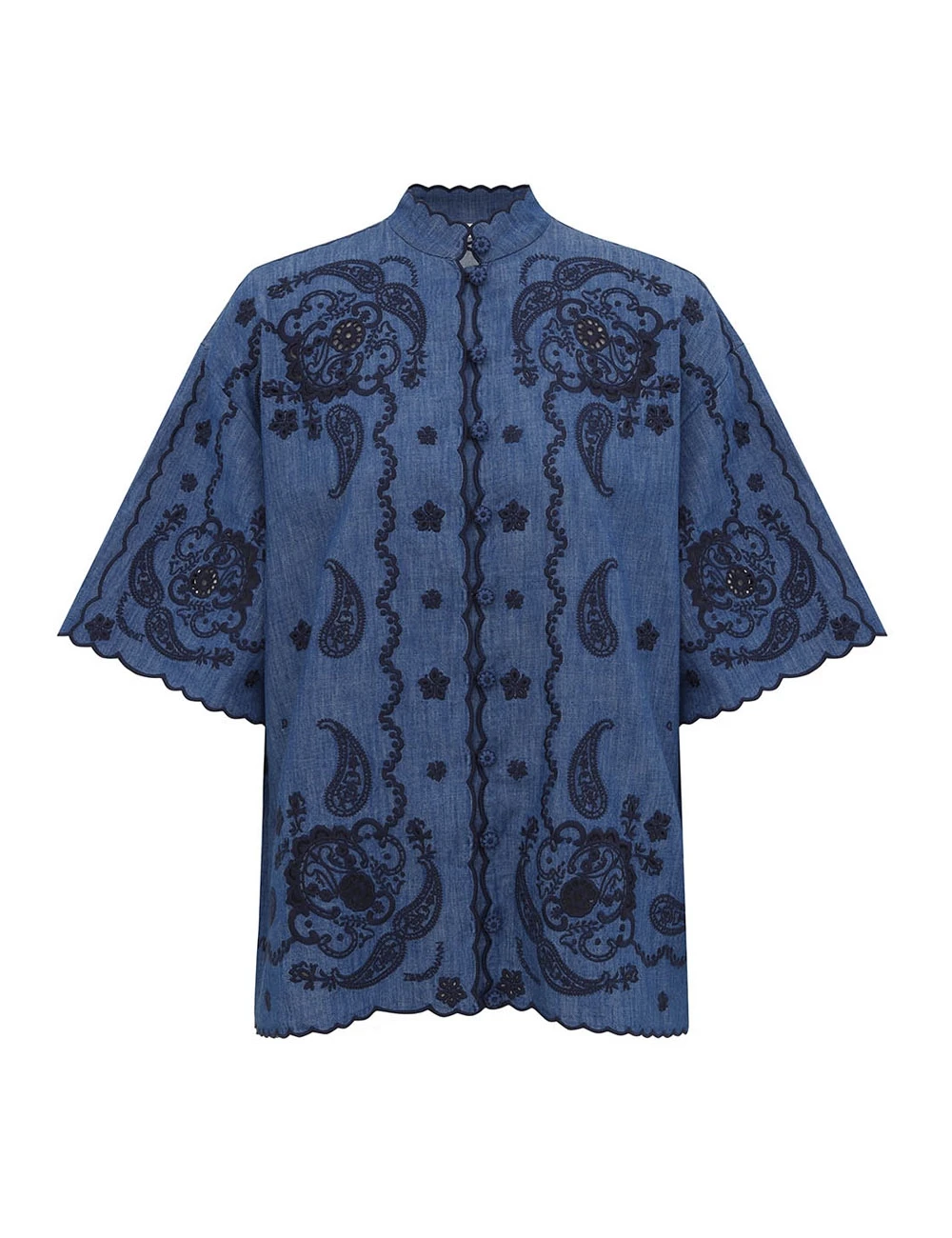 Zimmermann Aster Embroidered Denim Shirt | Ready to Wear Collection Luxury Shoes Elevate your elegance in this Zimmermann Tops available now at Luxury Shoes