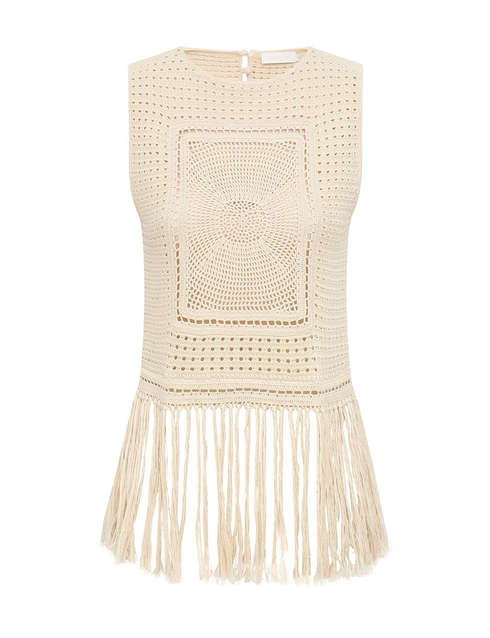 Zimmermann Indra Crochet Fringe Tank | Ready to Wear Collection Luxury Shoes Elevate your elegance in this Zimmermann Tops available now at Luxury Shoes