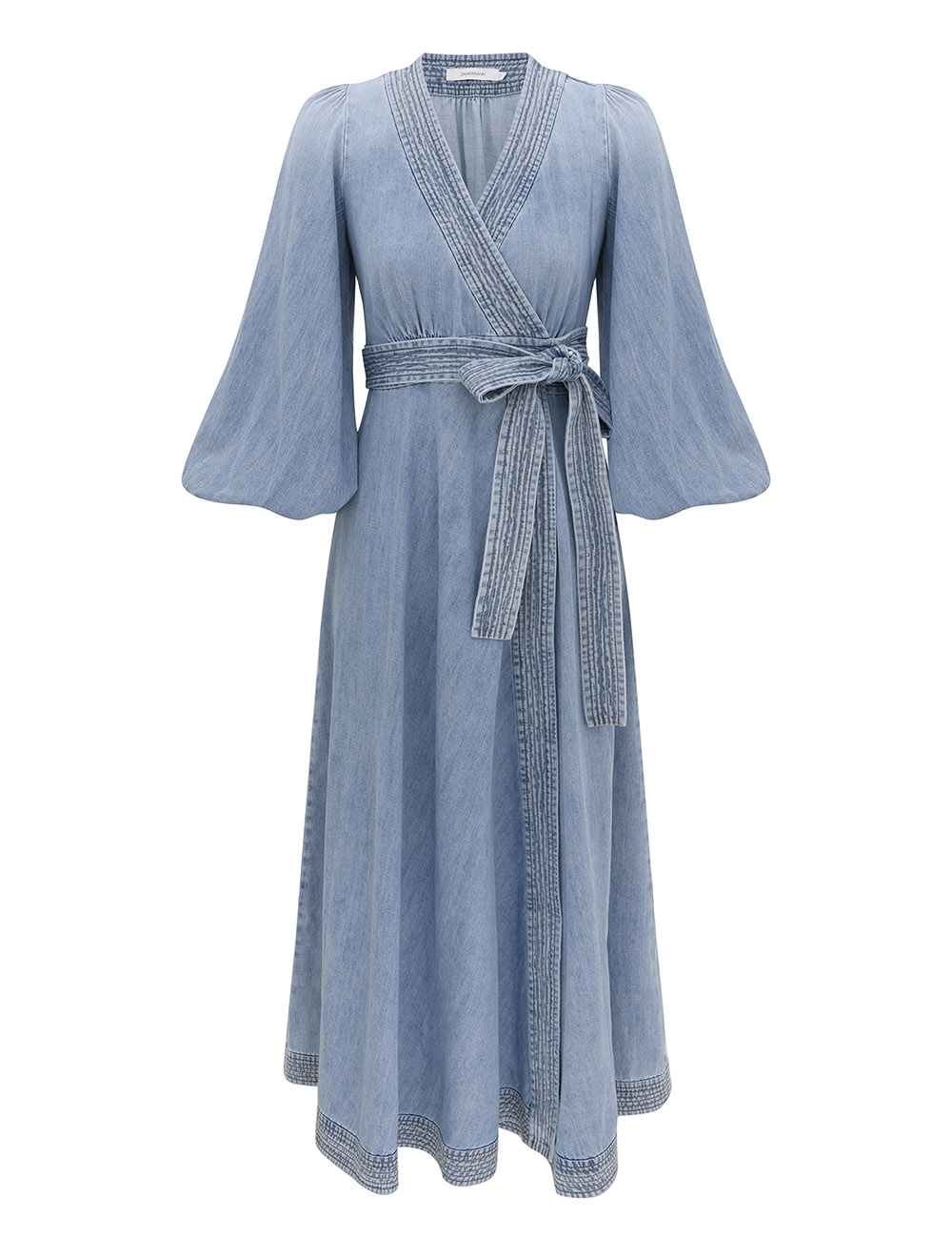 Zimmermann Indra Denim Wrap Midi Dress