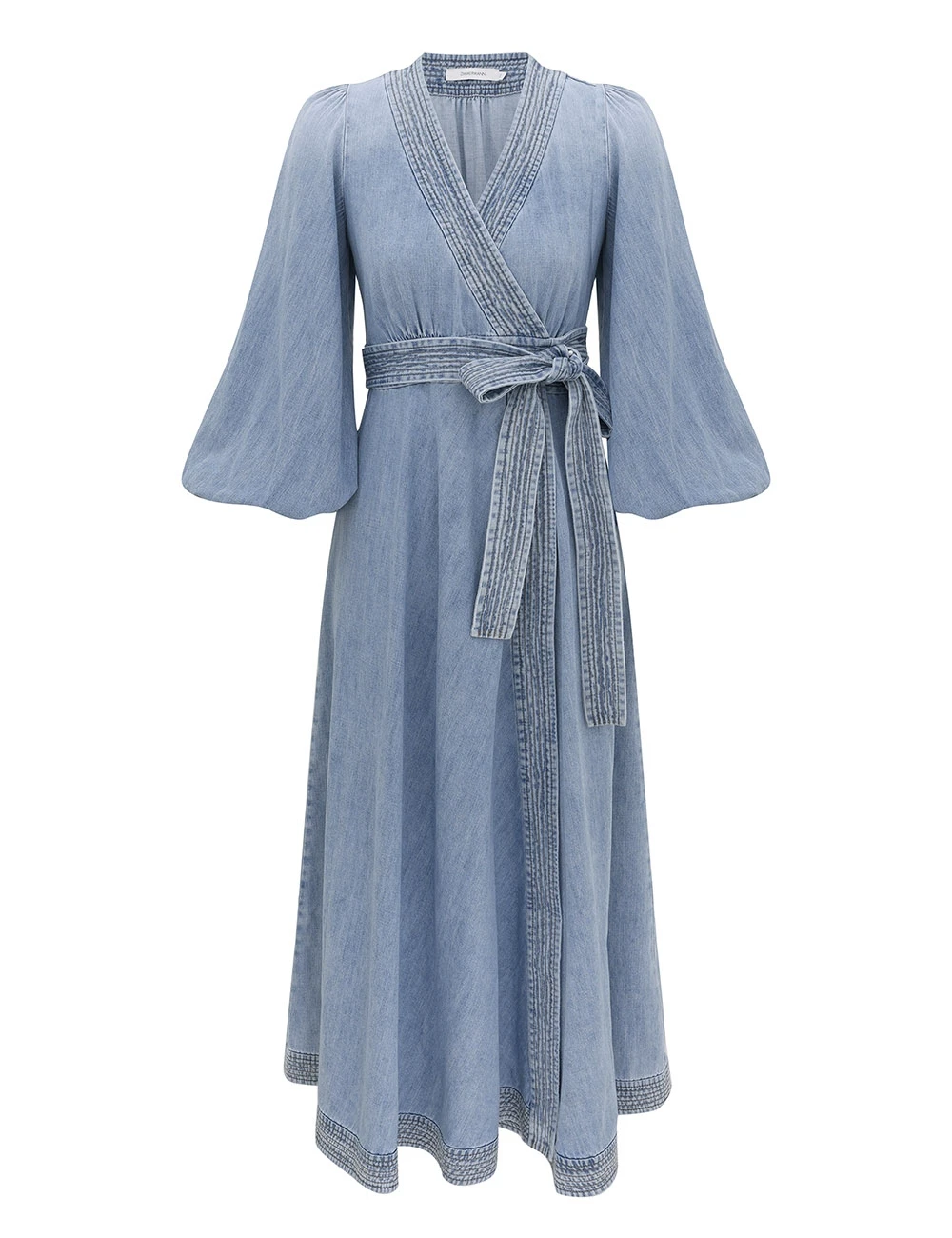 Zimmermann Indra Denim Wrap Midi Dress | Ready to Wear Collection Luxury Shoes Elevate your elegance in this Zimmermann Dresses available now at Luxury Shoes