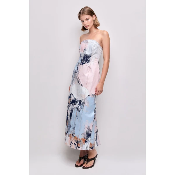 Lettera Denim Midi Dress