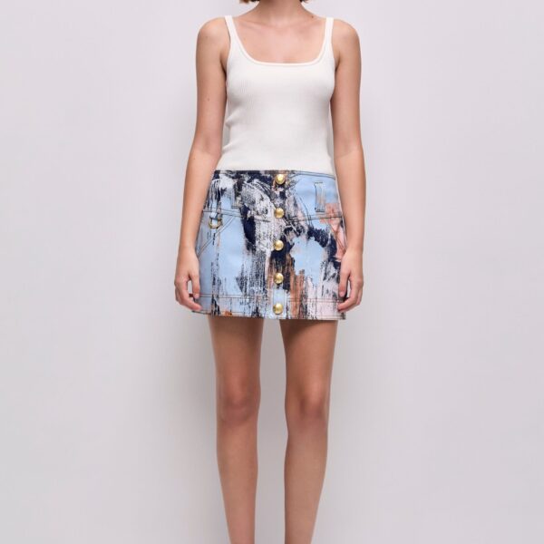 Aje Lettera Denim Mini Skirt, view 2