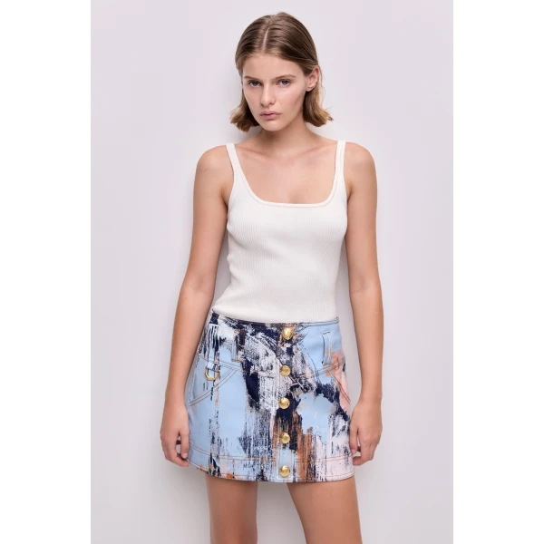 Lettera Denim Mini Skirt