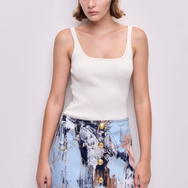 Aje Lettera Denim Mini Skirt, view 3
