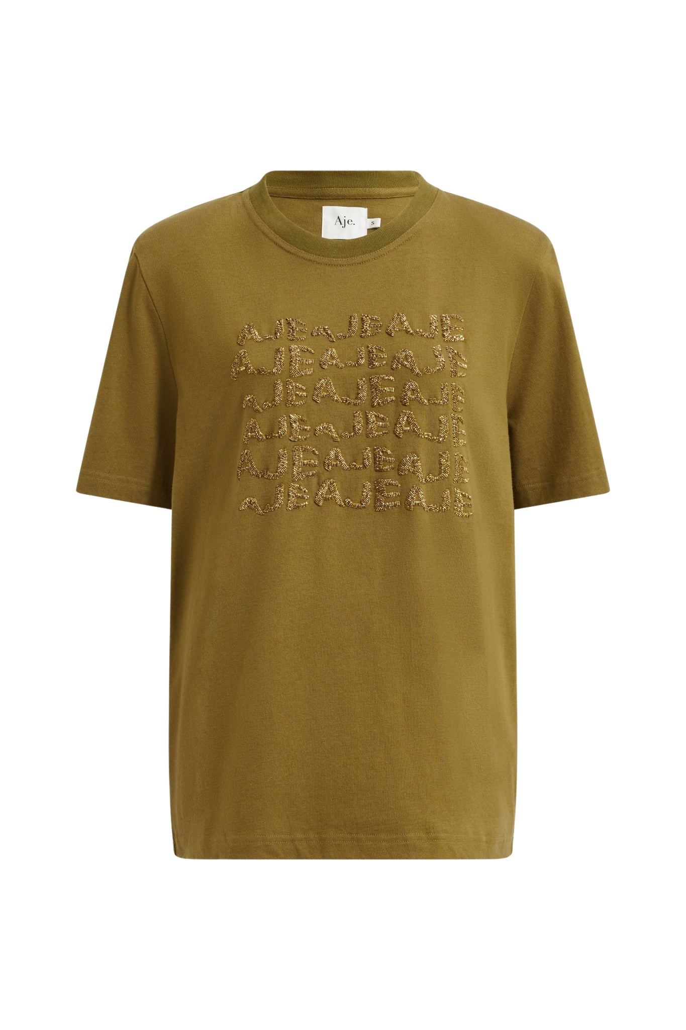 Aje-aus-Tops-Alive-Embellished-Logo-Tee65164_nobg Aje Green Tops