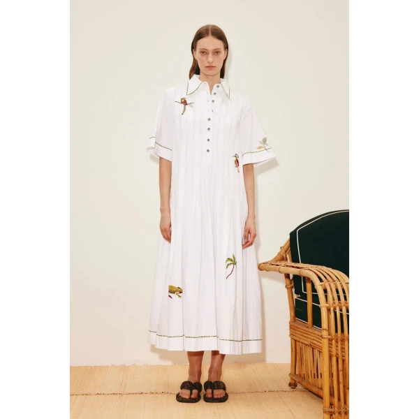 Alemais Camelia Embellished Shirtdress  Sustainable Dresses with Alemais print -  Luxury Handbags Australian Designer