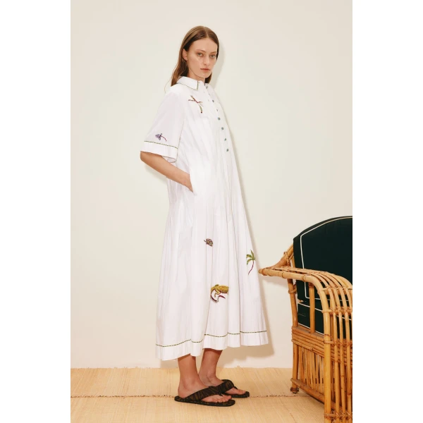 Alemais Camelia Embellished Shirtdress  Sustainable Dresses with Alemais print -  Luxury Handbags Australian Designer