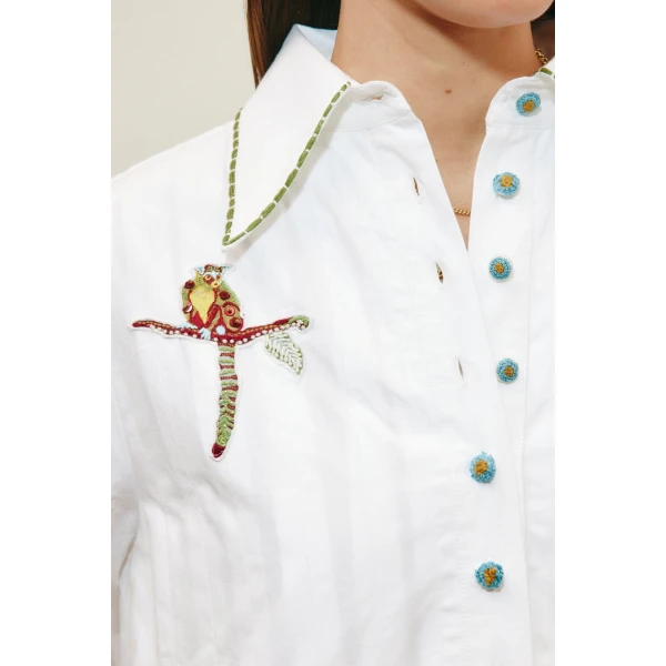 Alemais Camelia Embellished Shirtdress  Sustainable Dresses with Alemais print -  Luxury Handbags Australian Designer