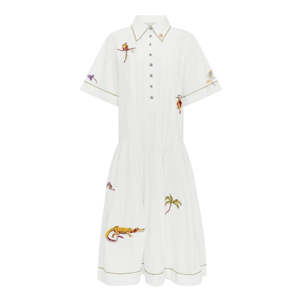 Alemais Camelia Embellished Shirtdress  Sustainable Dresses with Alemais print -  Luxury Handbags Australian Designer