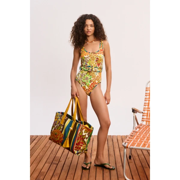 Alemais Charlie Belted One Piece  Sustainable Beachwear with Alemais print -  Luxury Handbags Australian Designer