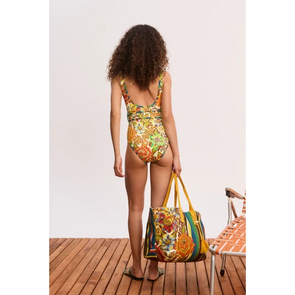 Alemais Charlie Belted One Piece  Sustainable Beachwear with Alemais print -  Luxury Handbags Australian Designer
