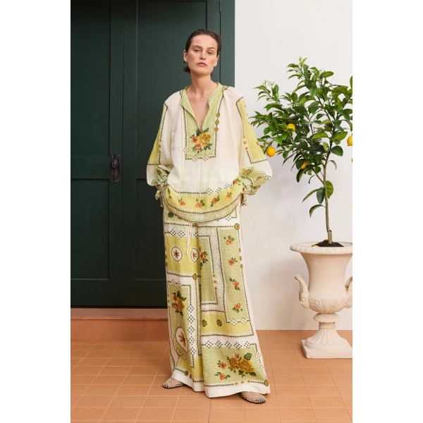 Alemais Dixie Pant  Sustainable Pants with Alemais print -  Luxury Handbags Australian Designer