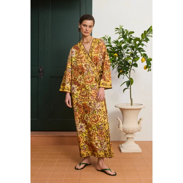 Alemais Heatwave Wrap Midi Dress  Sustainable Dresses with Alemais print -  Luxury Handbags Australian Designer