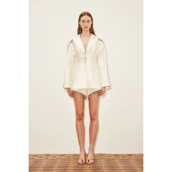 Alemais Idris Embellished Short  Sustainable Shorts with Alemais print -  Luxury Handbags Australian Designer