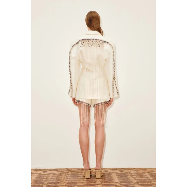 Alemais Idris Embellished Short  Sustainable Shorts with Alemais print -  Luxury Handbags Australian Designer
