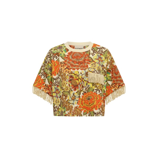 Alemais Lana Cropped Tee  Sustainable Tops with Alemais print -  Luxury Handbags Australian Designer
