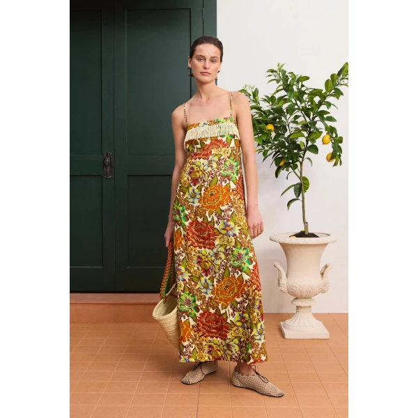 Alemais Lana Square Neck Day Dress  Sustainable Dresses with Alemais print -  Luxury Handbags Australian Designer