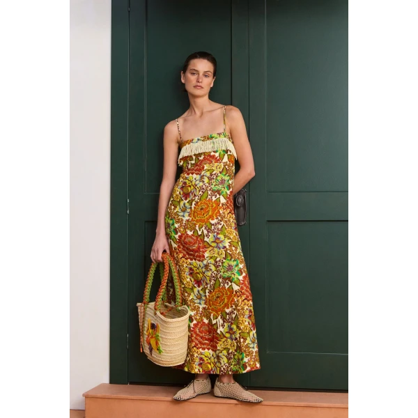 Alemais Lana Square Neck Day Dress  Sustainable Dresses with Alemais print -  Luxury Handbags Australian Designer