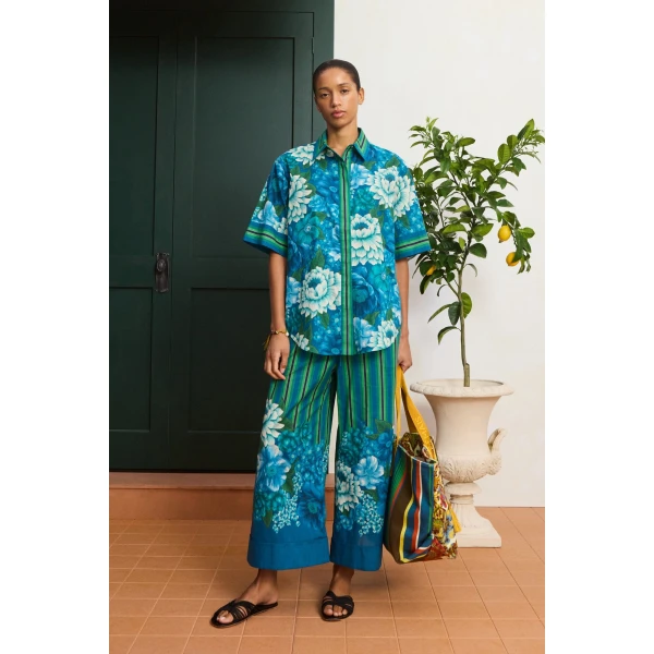 Alemais Margo Cuffed Pant  Sustainable Pants with Alemais print -  Luxury Handbags Australian Designer