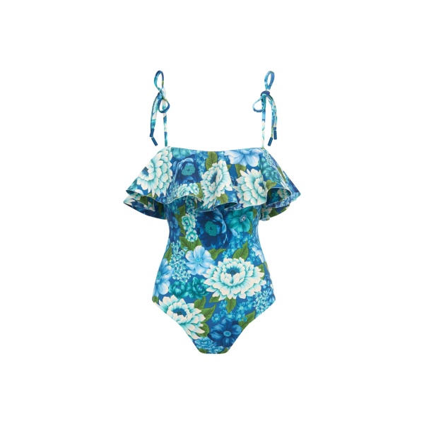 Alemais Margo Ruffle One Piece  Sustainable Beachwear with Alemais print -  Luxury Handbags Australian Designer