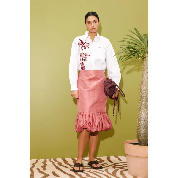 Alemais Odie Embroidered Shirt  Sustainable Tops with Alemais print -  Luxury Handbags Australian Designer
