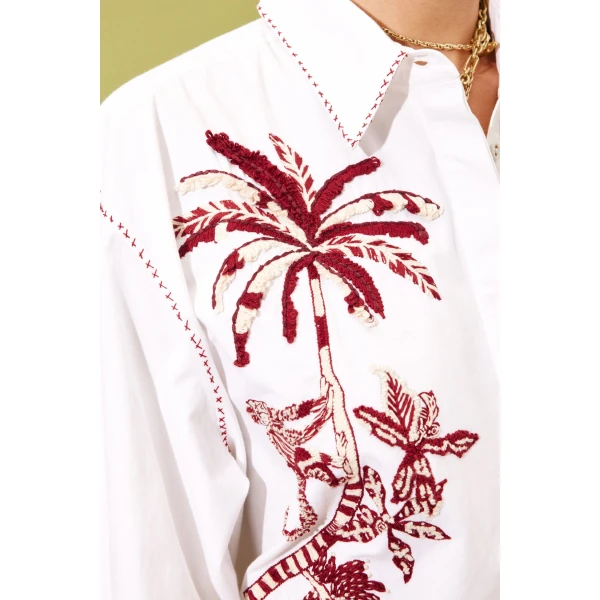 Alemais Odie Embroidered Shirt  Sustainable Tops with Alemais print -  Luxury Handbags Australian Designer