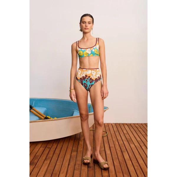 Alemais Splice High Waist Brief  Sustainable Beachwear with Alemais print -  Luxury Handbags Australian Designer