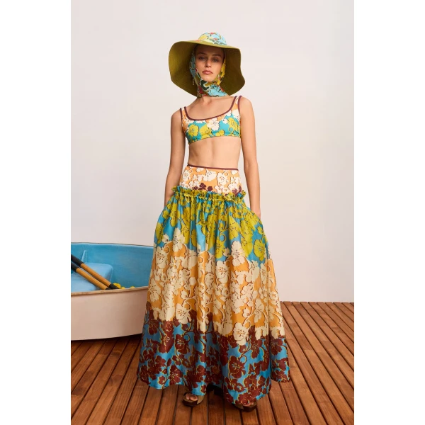 Alemais Splice Midi Skirt  Sustainable Skirts with Alemais print -  Luxury Handbags Australian Designer