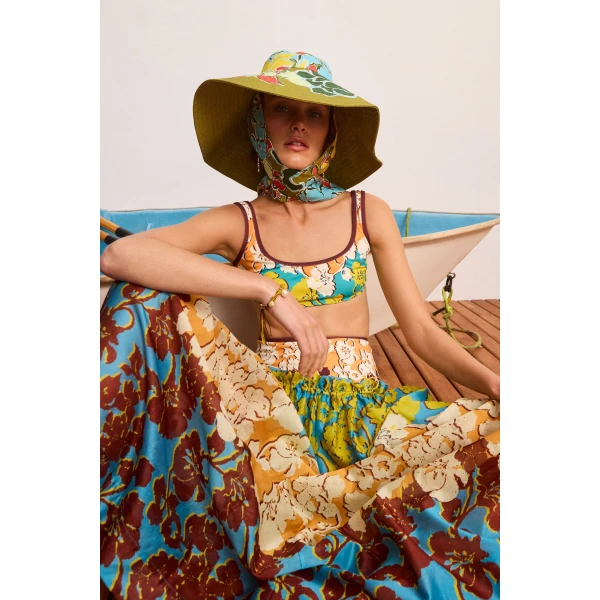 Alemais Splice Midi Skirt  Sustainable Skirts with Alemais print -  Luxury Handbags Australian Designer