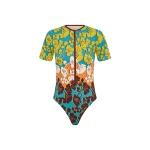 Alemais Splice Short Sleeve One Piece  Sustainable Beachwear with Alemais print -  Luxury Handbags Australian Designer