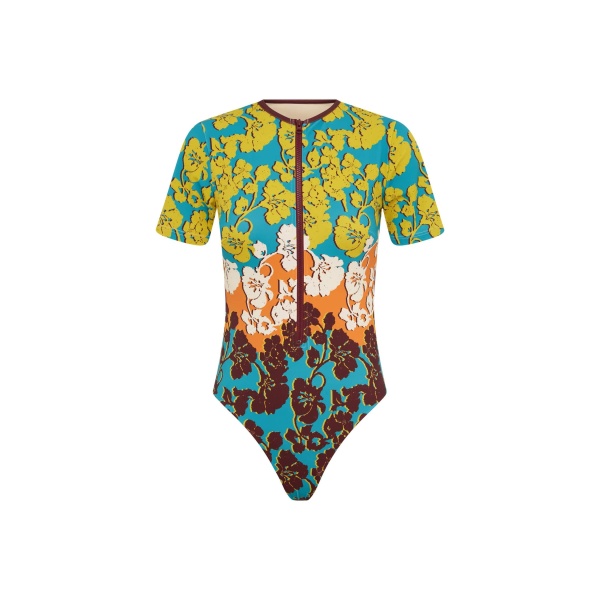 Alemais Splice Short Sleeve One Piece  Sustainable Beachwear with Alemais print -  Luxury Handbags Australian Designer