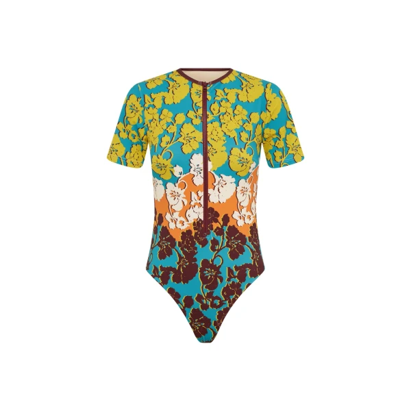 Alemais Splice Short Sleeve One Piece  Sustainable Beachwear with Alemais print -  Luxury Handbags Australian Designer