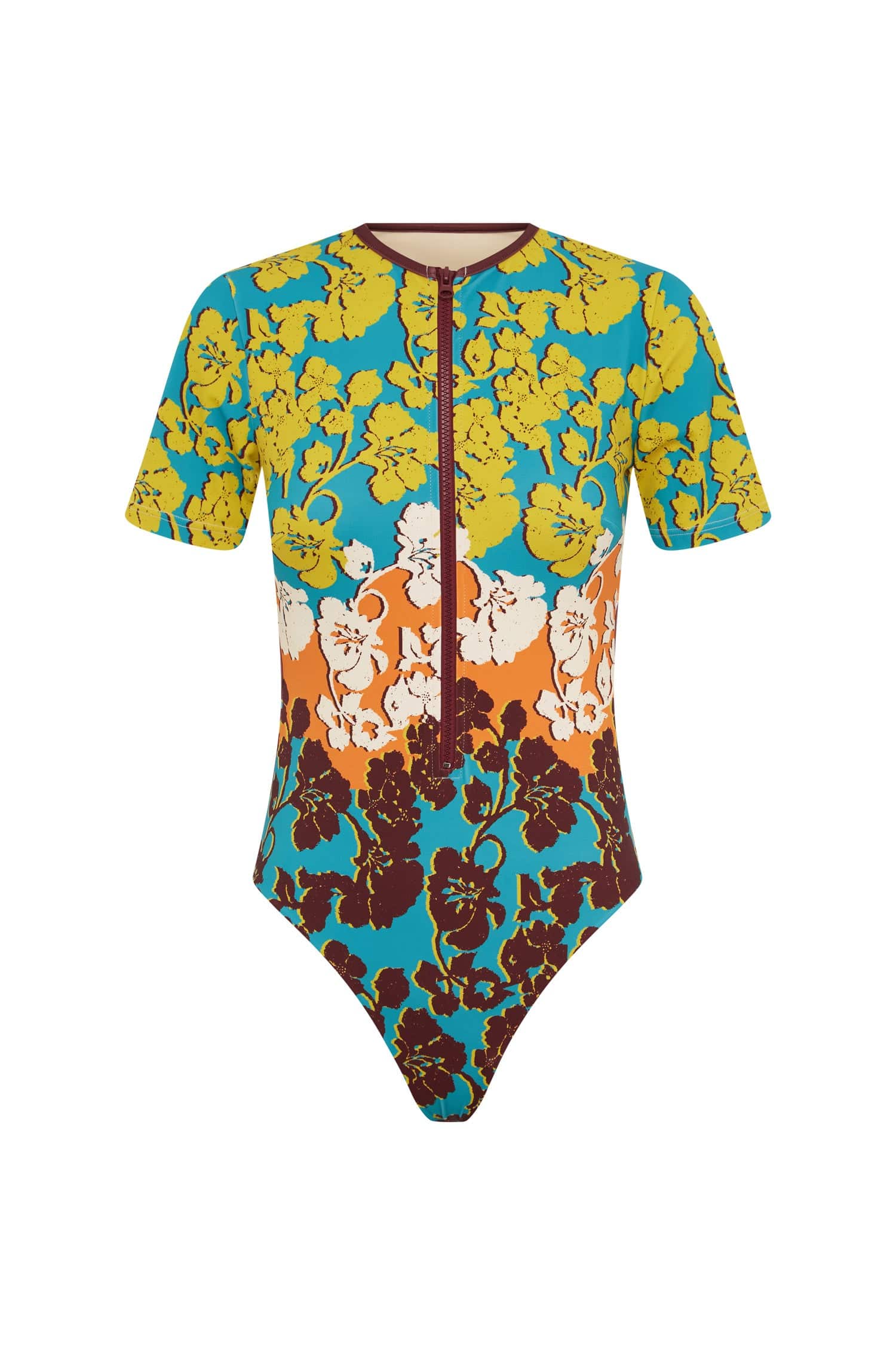 Alemais Splice Short Sleeve One Piece  Sustainable Beachwear with Alemais print -  Luxury Handbags Australian Designer