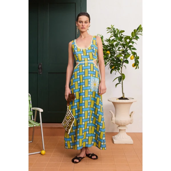 Alemais Sunlounge Midi Dress Exclusive  Sustainable Dresses with Alemais print -  Luxury Handbags Australian Designer
