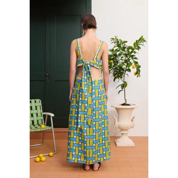 Alemais Sunlounge Midi Dress Exclusive  Sustainable Dresses with Alemais print -  Luxury Handbags Australian Designer