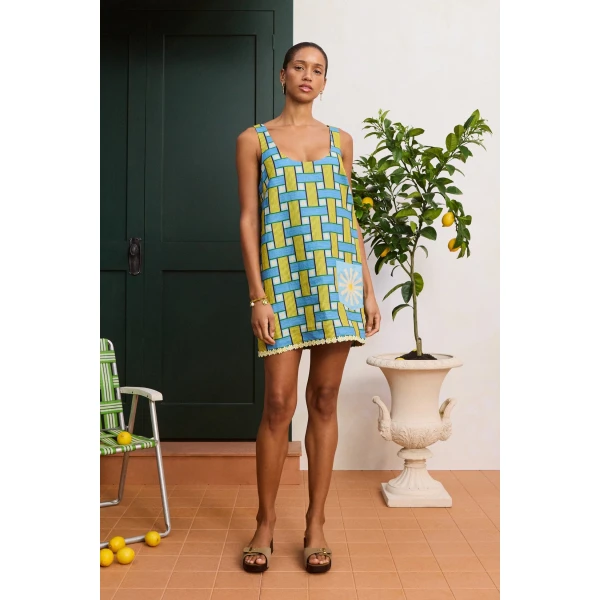 Alemais Sunlounge Mini Dress  Sustainable Dresses with Alemais print -  Luxury Handbags Australian Designer