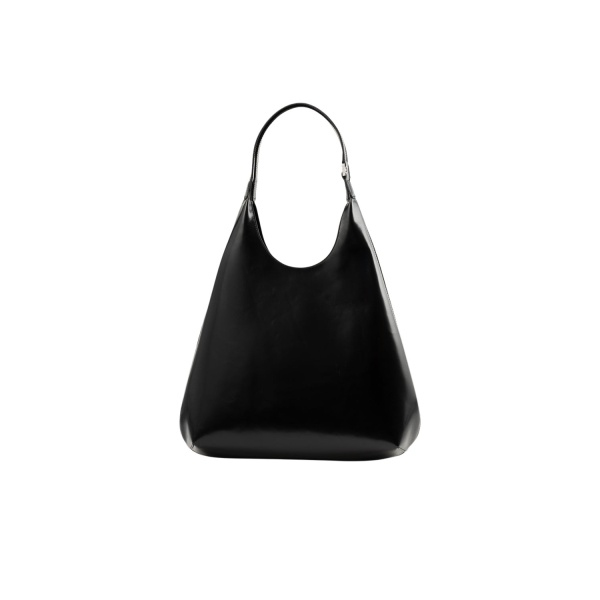BY FAR Amber Folio - By Far Black - 90s Minimalist Leather Bag at Luxury Shoes 