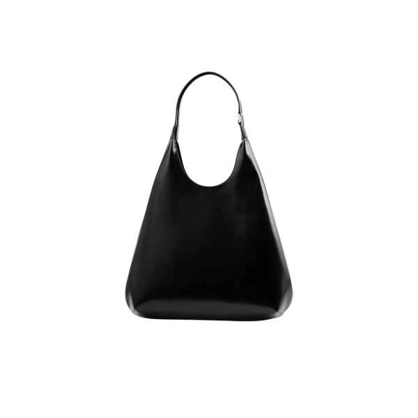 BY FAR Amber Folio - By Far Black - 90s Minimalist Leather Bag at Luxury Shoes 