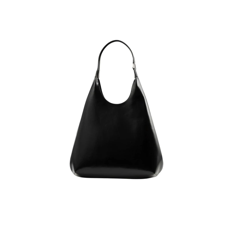BY FAR Amber Folio - By Far Black - 90s Minimalist Leather Bag at Luxury Shoes 