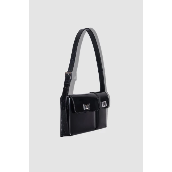 BY FAR Billy - By Far Black - 90s Minimalist Leather Bag at Luxury Shoes 