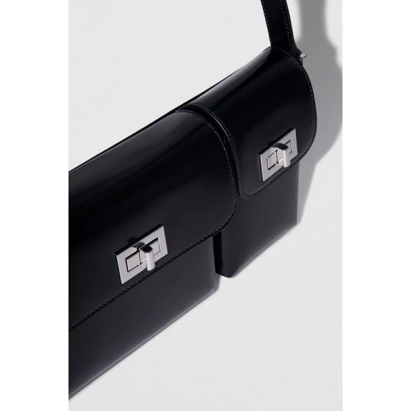 BY FAR Billy - By Far Black - 90s Minimalist Leather Bag at Luxury Shoes 