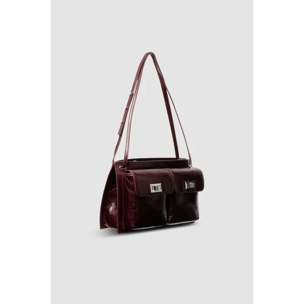 BY FAR Billy Tote - By Far Red - 90s Minimalist Leather Bag at Luxury Shoes 