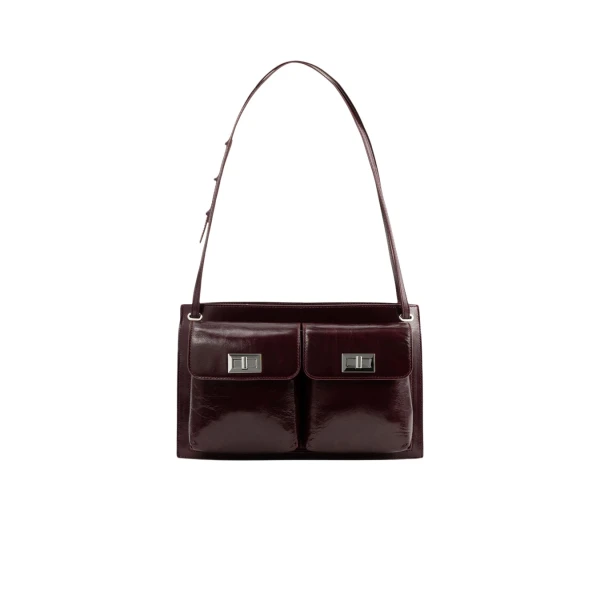BY FAR Billy Tote - By Far Red - 90s Minimalist Leather Bag at Luxury Shoes 