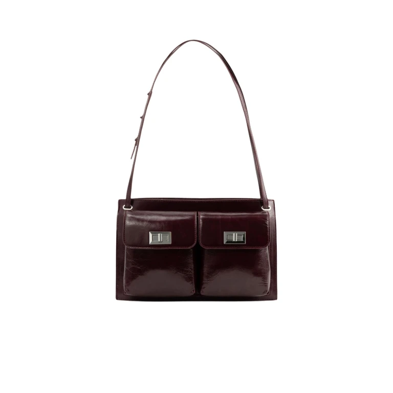 BY FAR Billy Tote - By Far Red - 90s Minimalist Leather Bag at Luxury Shoes 