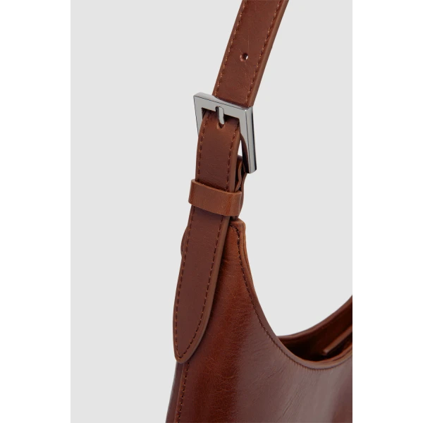 BY FAR Camryn - By Far Brown - 90s Minimalist Leather Bag at Luxury Shoes 