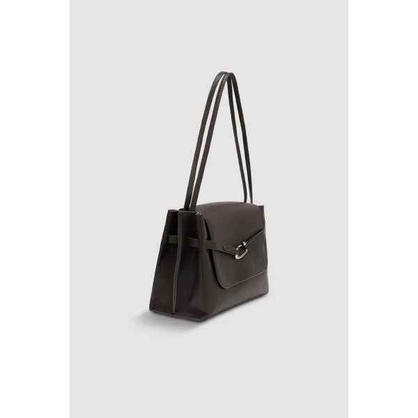 BY FAR Cora - By Far Brown - 90s Minimalist Leather Bag at Luxury Shoes 