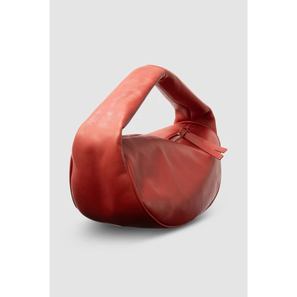 BY FAR Cush - By Far Red - 90s Minimalist Leather Bag at Luxury Shoes 
