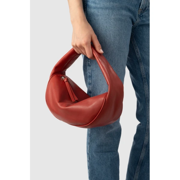 BY FAR Cush - By Far Red - 90s Minimalist Leather Bag at Luxury Shoes 